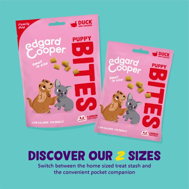 Edgard & Cooper Bites - Bocconcini Piccoli per Cuccioli con Anatra e Pollo - Snack Naturali Senza Cereali, 50 g