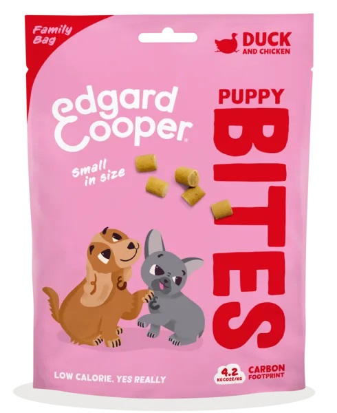 Edgard & Cooper Snack per Cuccioli - Bocconcini Piccoli di Anatra e Pollo, 120 g, Senza Cereali, Ricchi di Omega 3