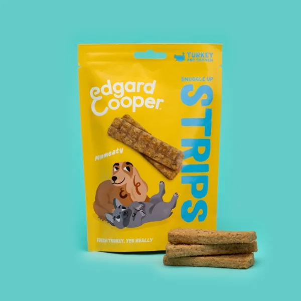 Edgard & Cooper Striscette Snack per Cani - Pollo e Tacchino - 75 g - Senza Cereali e Aromi Artificiali