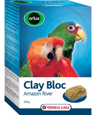 Versele-Laga Clay Bloc Amazon River 550 g - Cubo di Argilla Minerale per Pappagalli e Parrocchetti, Favorisce Digestione e Ossa Forti