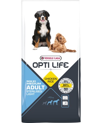Versele-Laga Opti Life Adult Sterilised Light Medium & Maxi Crocchette per Cani con Pollo - 12,5 kg