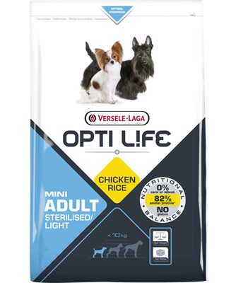 Versele-Laga Opti Life Adult Light Mini - Crocchette per Cani in Sovrappeso con Pollo e Riso - 7,5 kg