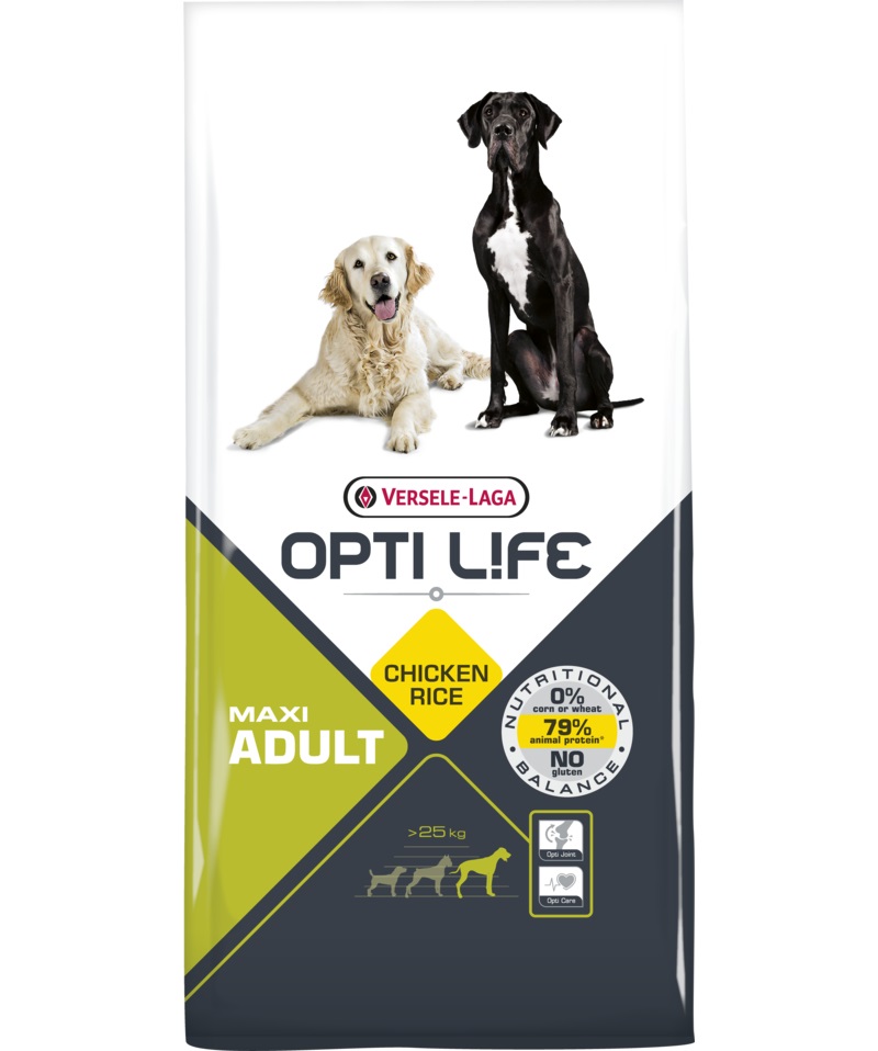 Versele-Laga Opti Life Adult Maxi Pollo e Riso 12,5 kg - Alimento secco completo per cani adulti di taglia grande e gigante