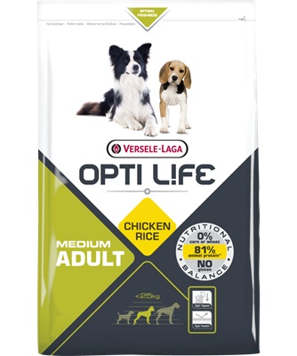 Versele-Laga Opti Life Adult Medium 2,5 kg - Alimento Secco per Cani Adulti di Taglia Media, Senza Glutine, con Benefici per la Digestione e il Pelo