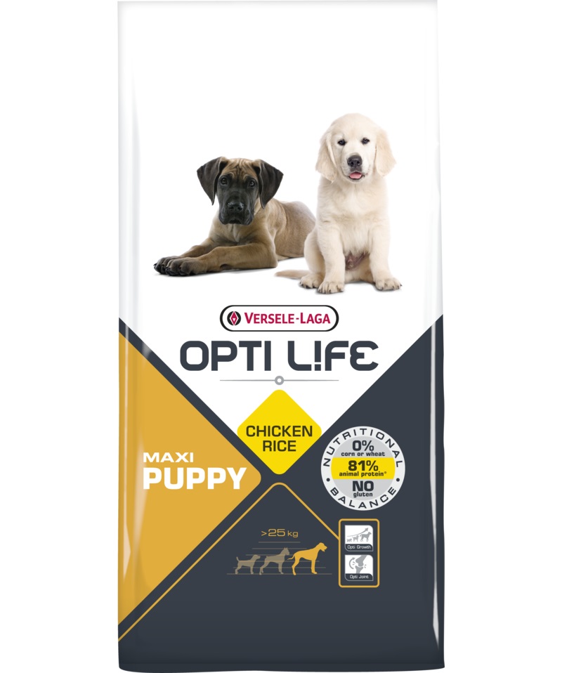 Versele-Laga Opti Life Puppy Maxi - Cibo secco per cuccioli di razze grandi e giganti con pollo e riso - 12,5 kg