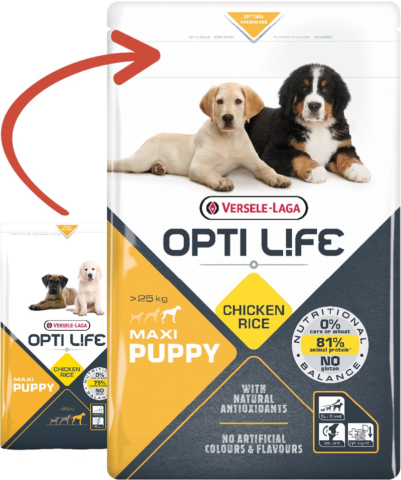 Versele-Laga Opti Life Puppy Maxi - Cibo secco per cuccioli di razze grandi e giganti con pollo e riso - 12,5 kg