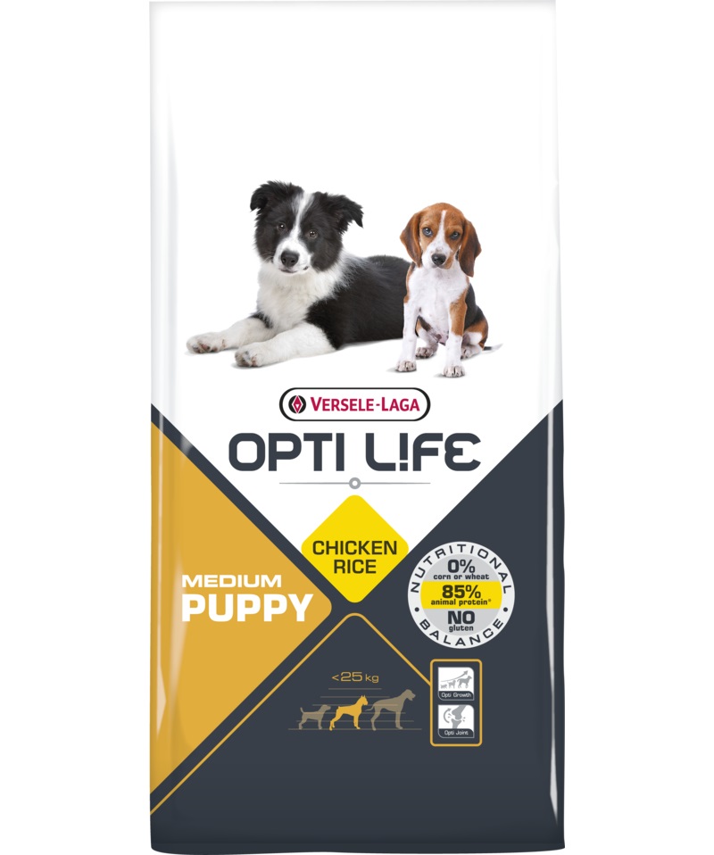 Versele-Laga Opti Life Puppy Medium 12,5 kg - Cibo Secco per Cuccioli di Taglia Media con Pollo e Riso, Senza Glutine