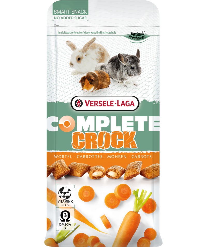 Versele-Laga Complete Crock Carrot Snack 50 g - Snack croccante con ripieno morbido alla carota per conigli e roditori