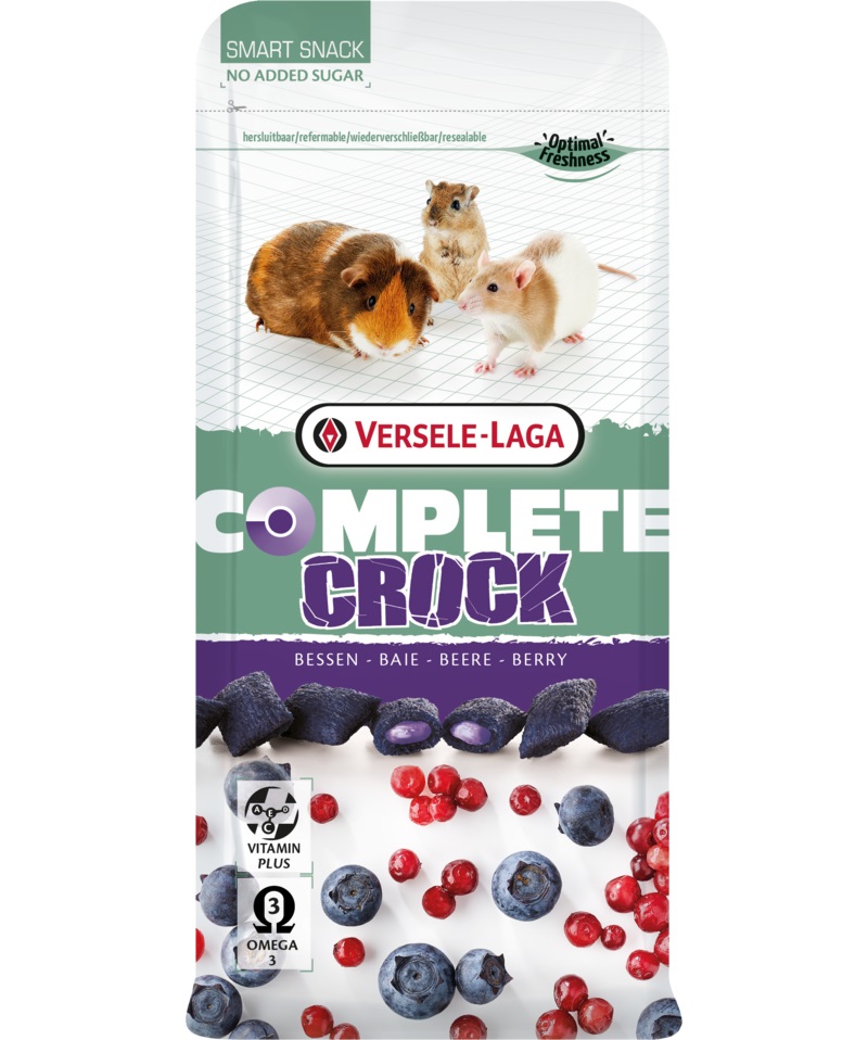 Versele-Laga Crock Berry Snack 50 g - Guscio Croccante e Ripieno Morbido ai Frutti di Bosco per Conigli e Roditori, Senza Zuccheri Aggiunti
