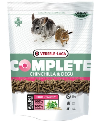 Versele-Laga Complete Chinchilla & Degu - Alimento Completo Estruso per Cincillà e Degu - 1,75 kg, Ricco di Fibre, Senza Zucchero e Cereali