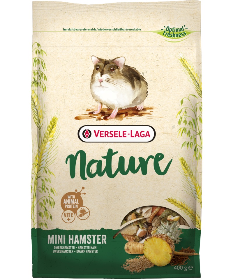 Versele-Laga Mini Hamster Nature - Mangime completo per criceti nani 400 g con cereali, frutta e proteine animali