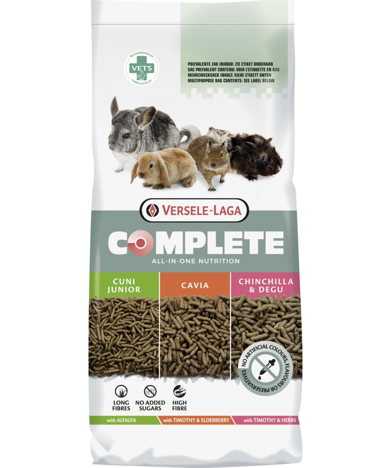 Versele-Laga Cavia Complete - Alimento Estruso Completo per Porcellini d'India - 8 kg con Vitamina C e Fibre Lunghe