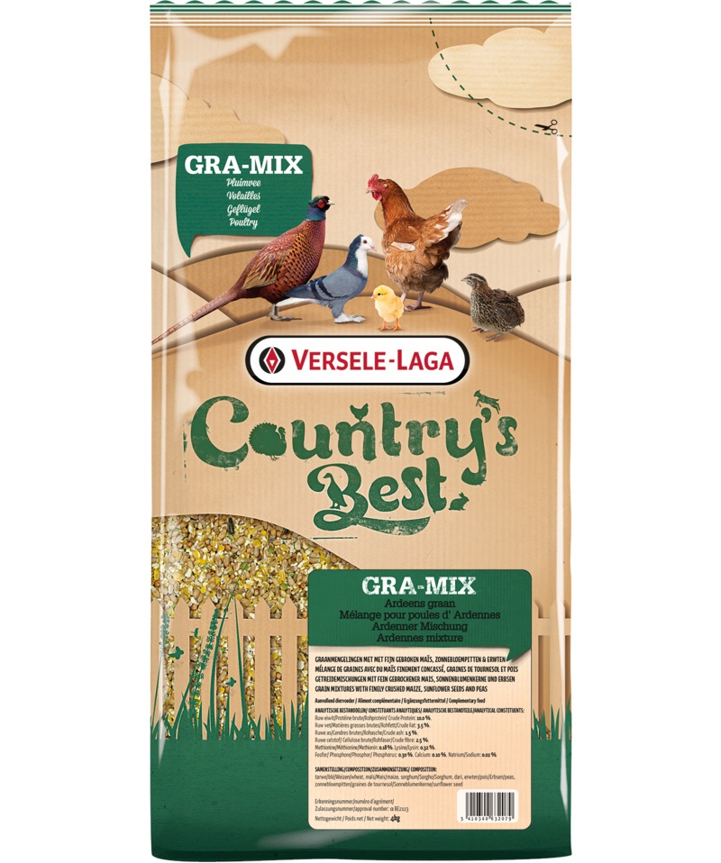 Versele-Laga Country's Best Gra-Mix Ardennese - Miscela per Pollame 4 kg con Mais, Semi di Girasole e Piselli