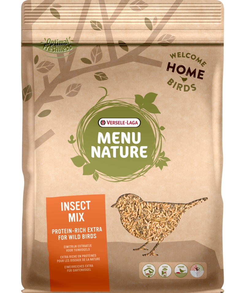 Versele-Laga Menu Nature Insect Mix 250 g - Alimento complementare per uccelli in cova e giovani, ricco di proteine con larve di tenebrio e gamberetti