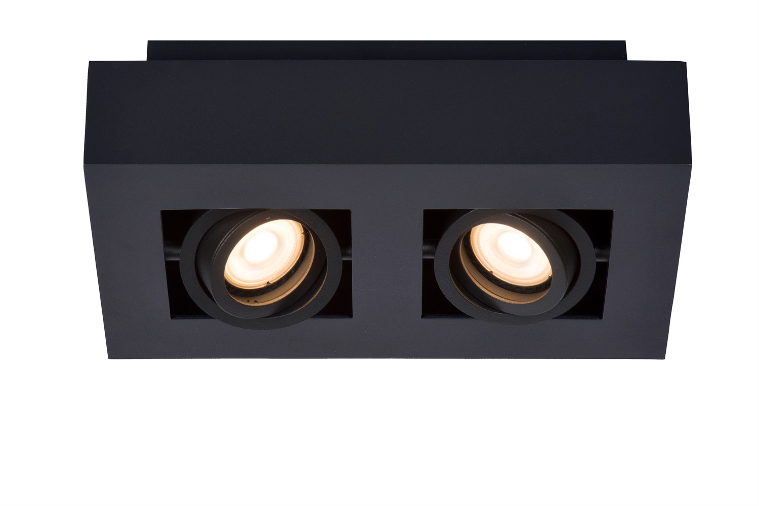 LUCIDE XIRAX - Faretto da soffitto LED dimmerabile GU10 2x5W, 2200K/3000K, Nero, girevole e inclinabile