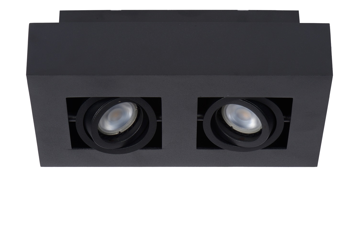 LUCIDE XIRAX - Faretto da soffitto LED dimmerabile GU10 2x5W, 2200K/3000K, Nero, girevole e inclinabile