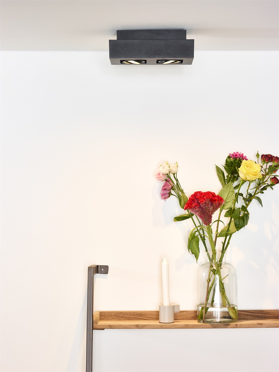 LUCIDE XIRAX - Faretto da soffitto LED dimmerabile GU10 2x5W, 2200K/3000K, Nero, girevole e inclinabile
