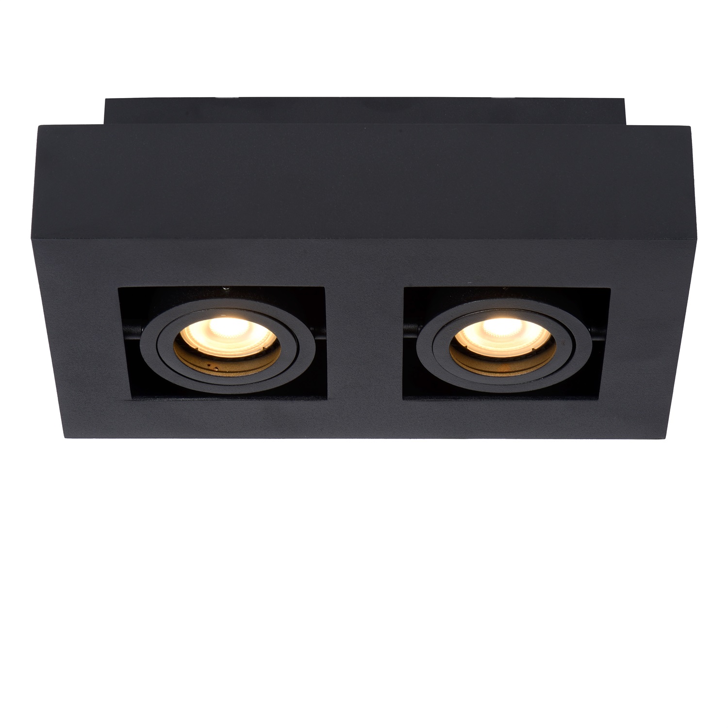 LUCIDE XIRAX - Faretto da soffitto LED dimmerabile GU10 2x5W, 2200K/3000K, Nero, girevole e inclinabile