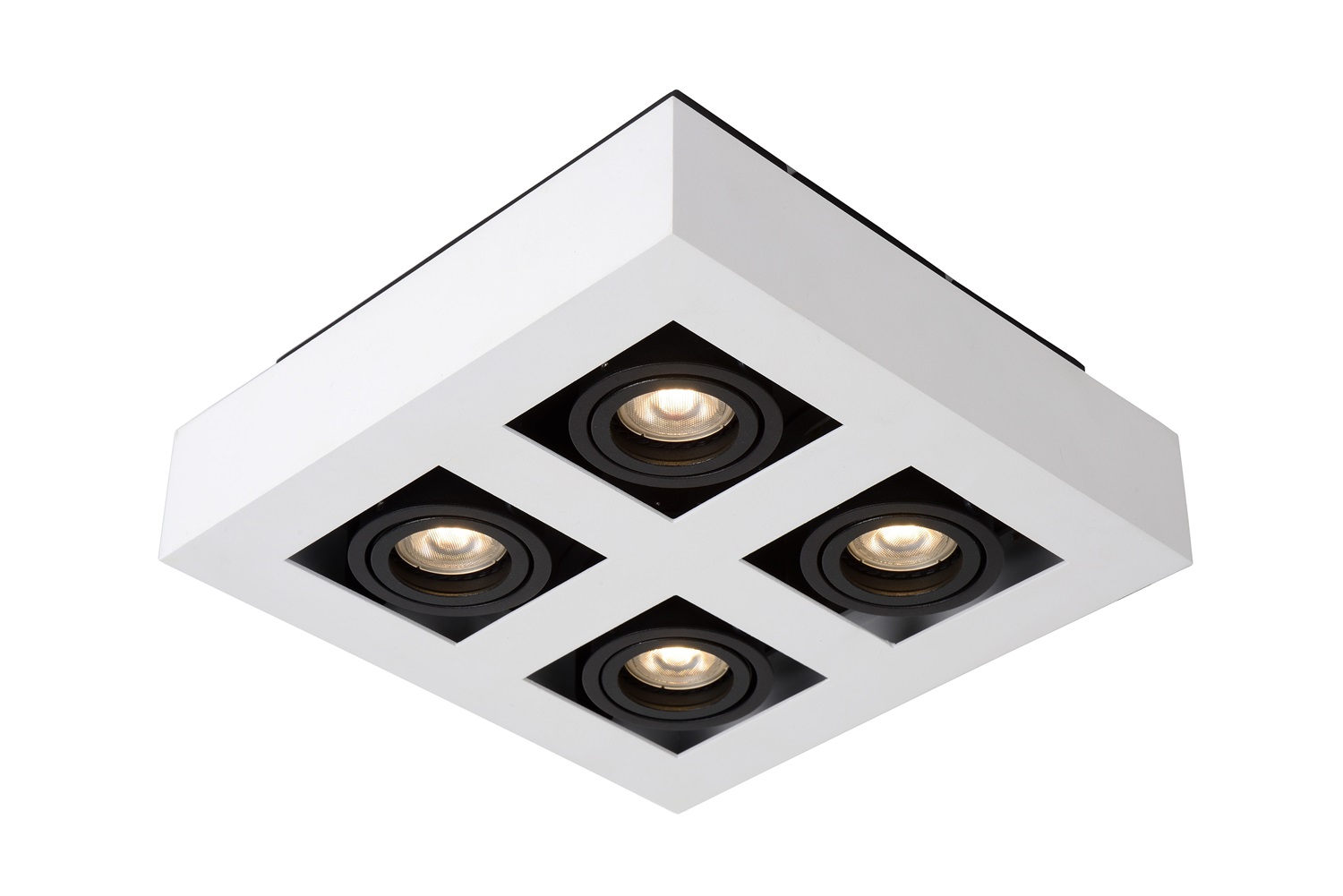 Lucide XIRAX Lampada a Soffitto 4 Luci GU10 in Alluminio Dimmerabile Bianco/Nero