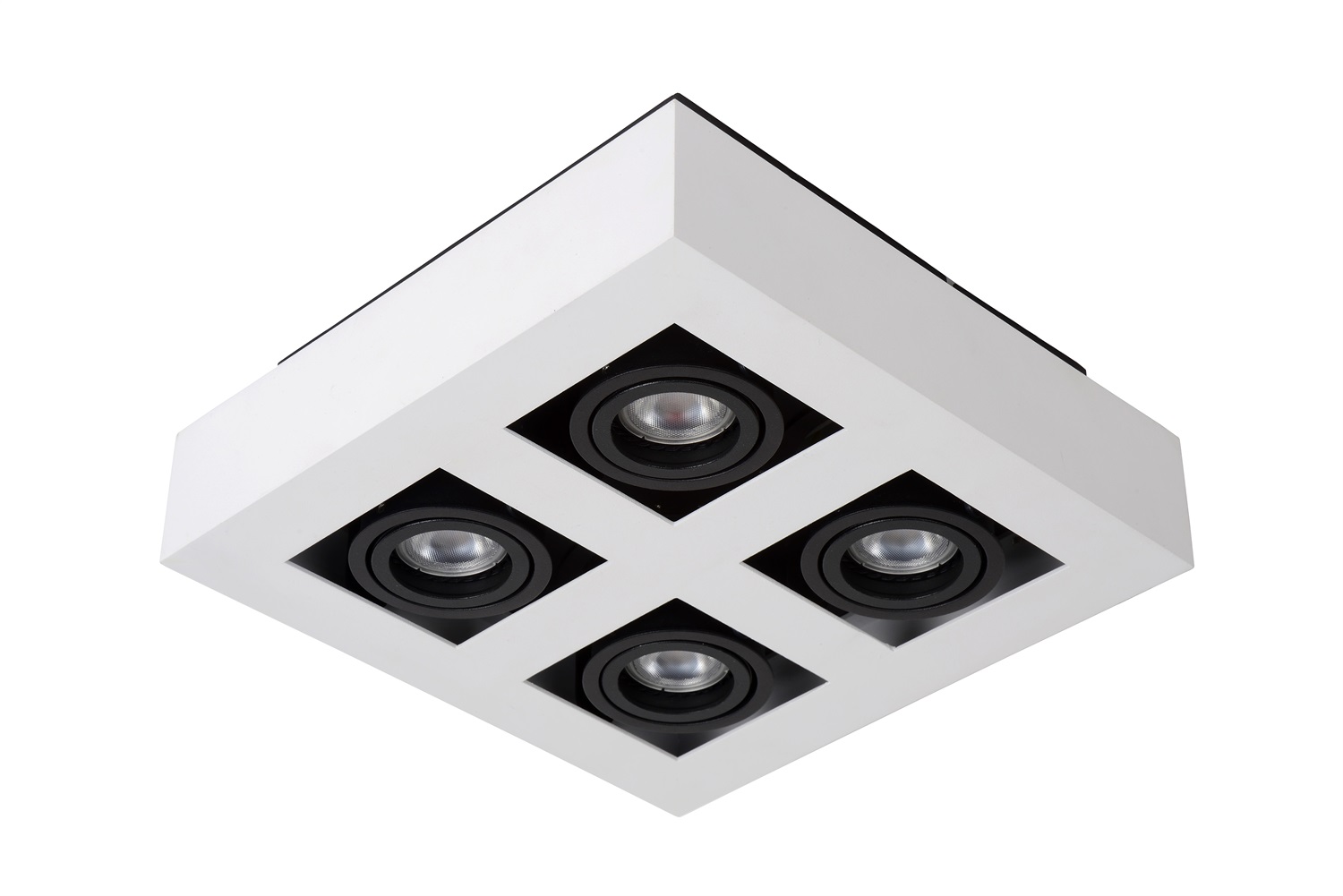 Lucide XIRAX Lampada a Soffitto 4 Luci GU10 in Alluminio Dimmerabile Bianco/Nero