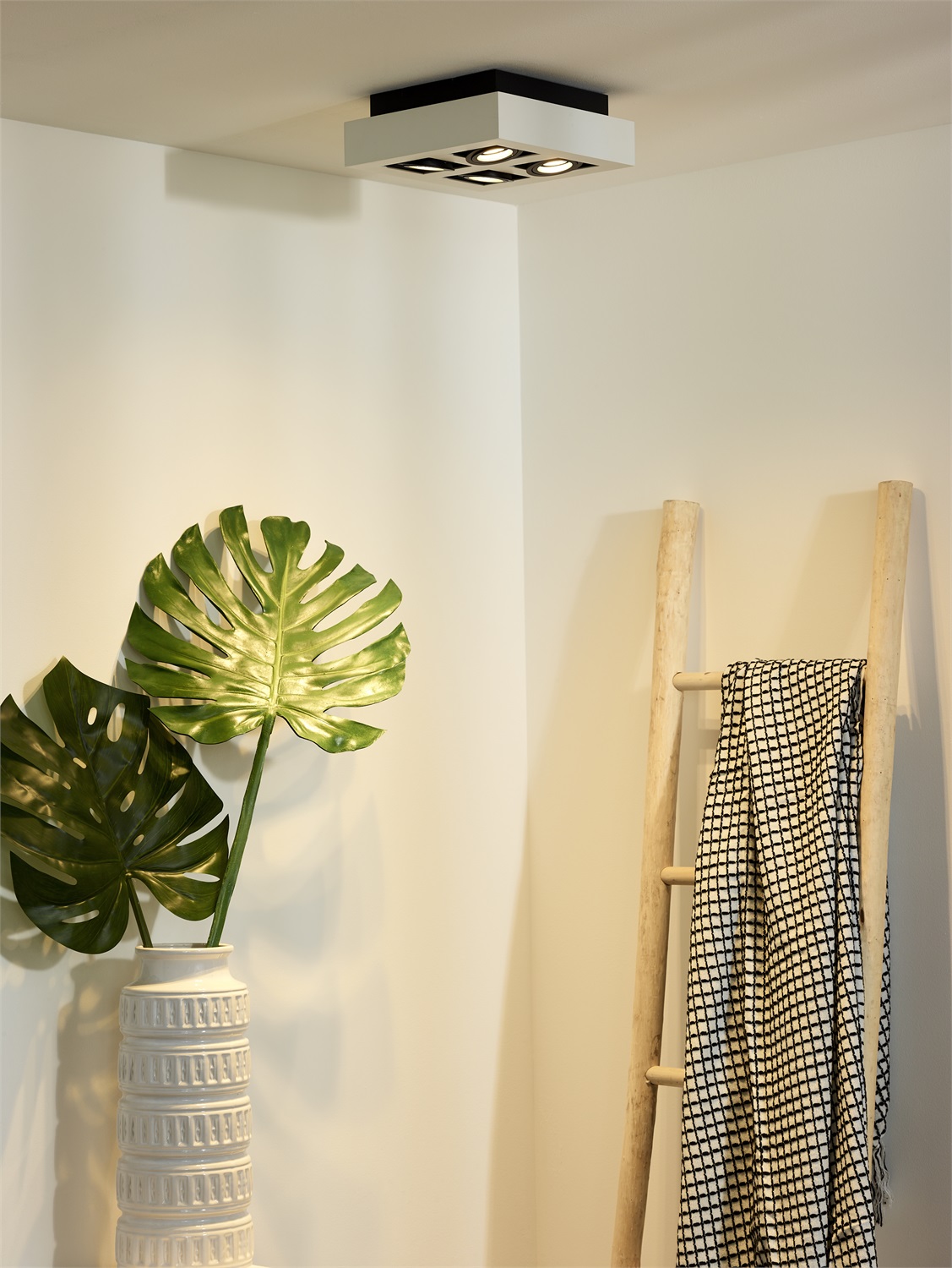 Lucide XIRAX Lampada a Soffitto 4 Luci GU10 in Alluminio Dimmerabile Bianco/Nero