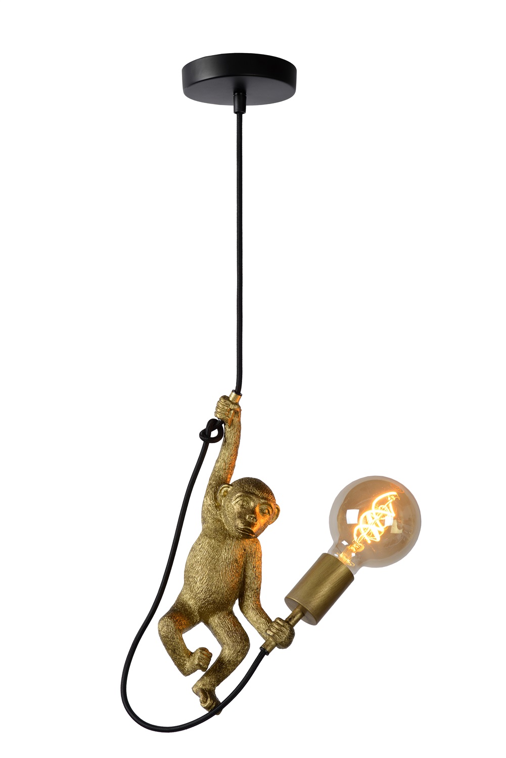Lucide EXTRAVAGANZA CHIMP - Lampada a sospensione E27, Ø 18 cm, Altezza regolabile, Compatibile LED