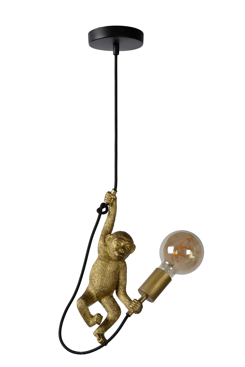 Lucide EXTRAVAGANZA CHIMP - Lampada a sospensione E27, Ø 18 cm, Altezza regolabile, Compatibile LED