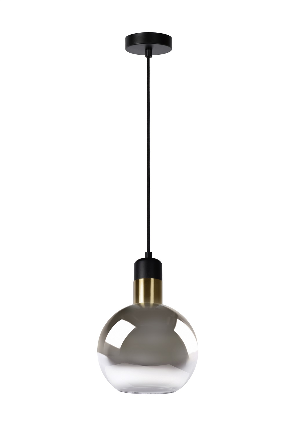LUCIDE JULIUS - Lampadario a sospensione Ø 20 cm, E27, Grigio fumo, Altezza regolabile, Compatibile LED