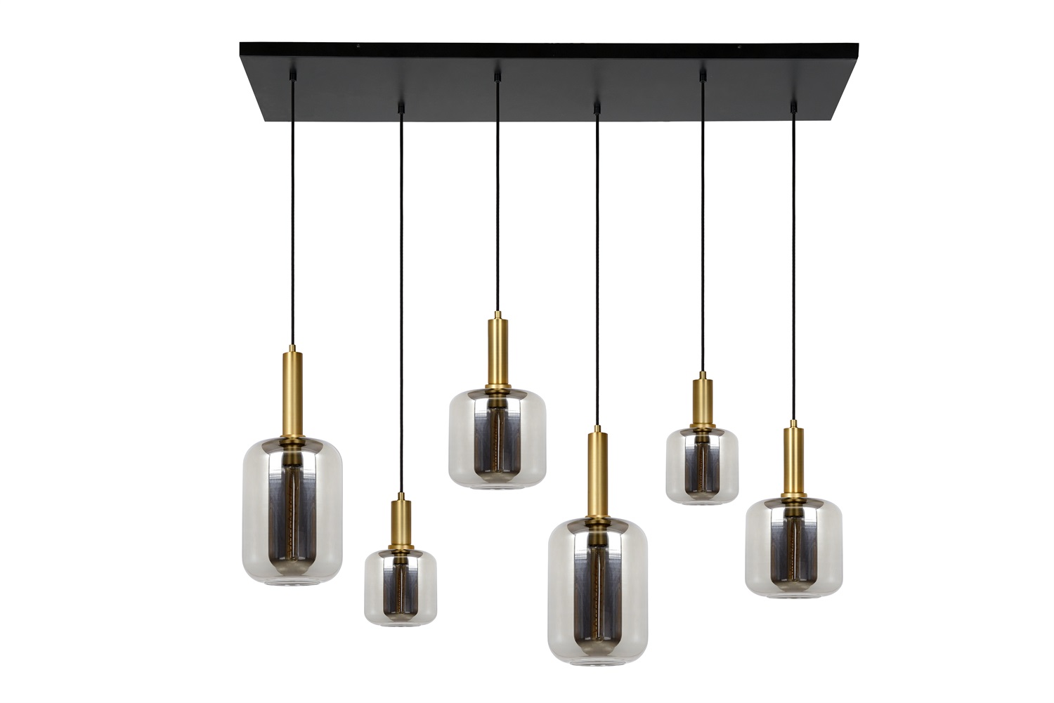LUCIDE JOANET - Lampada a sospensione in vetro fumo grigio, 6 x E27, regolabile in altezza e compatibile con LED