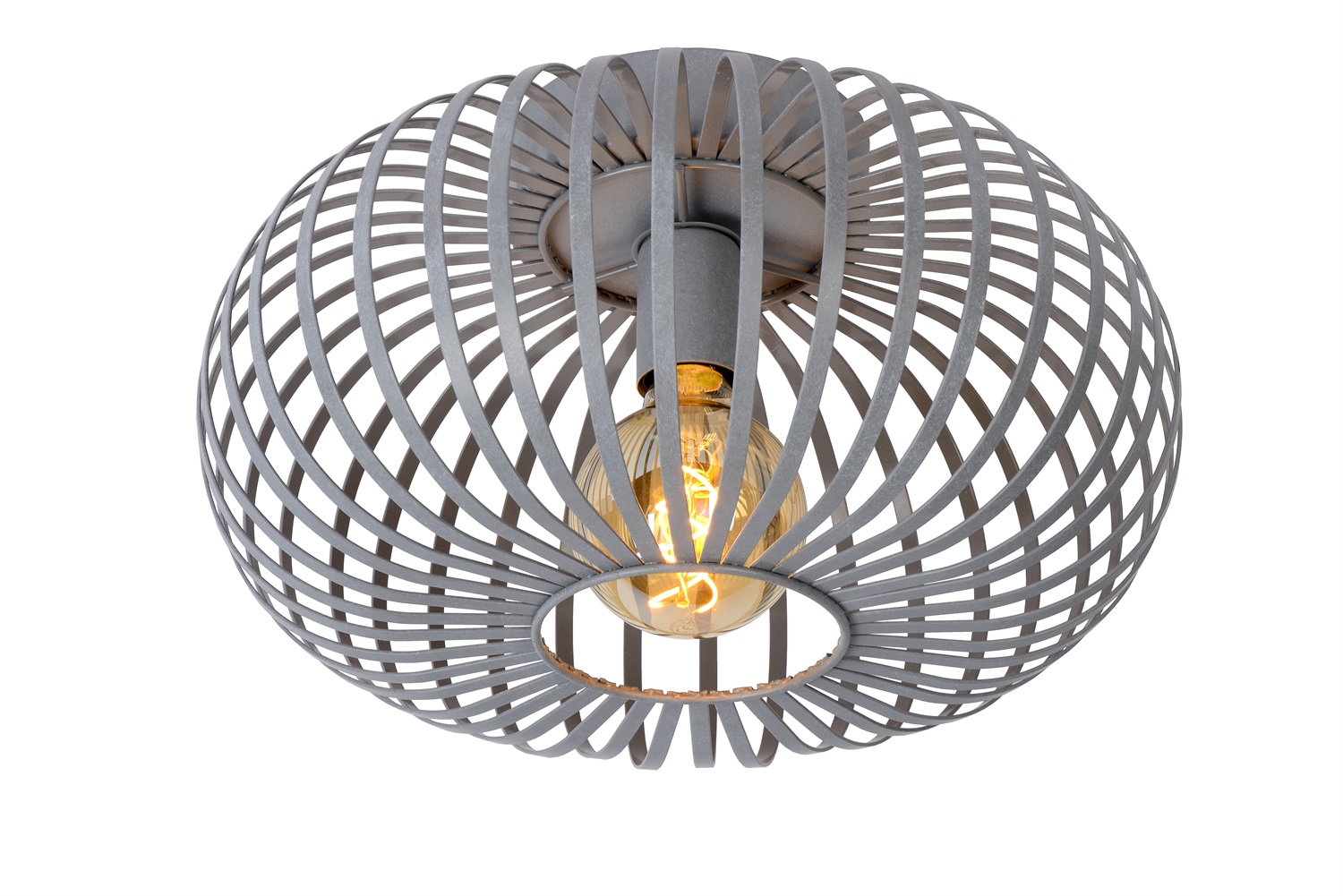 Lucide MANUELA Lampada a Soffitto E27 60W in Metallo Grigio, Compatibile con LED e Dimmer