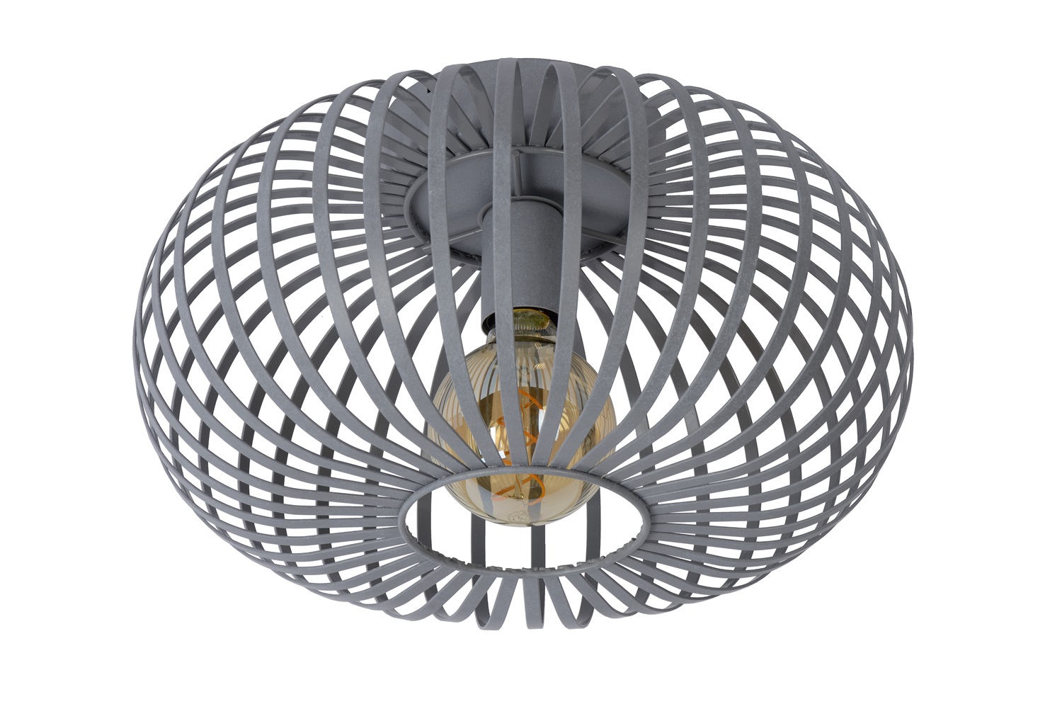 Lucide MANUELA Lampada a Soffitto E27 60W in Metallo Grigio, Compatibile con LED e Dimmer