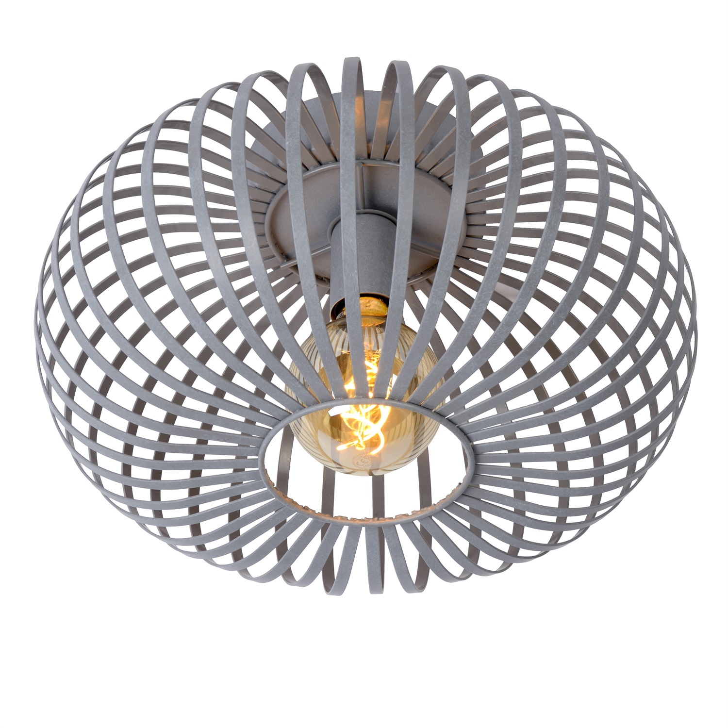 Lucide MANUELA Lampada a Soffitto E27 60W in Metallo Grigio, Compatibile con LED e Dimmer