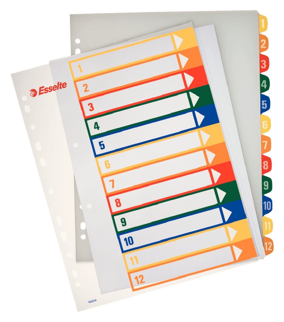 Esselte Rubrica PPL Extra Numerica 1-12 con Indice Stampabile a PC - Formato A4 Maxi