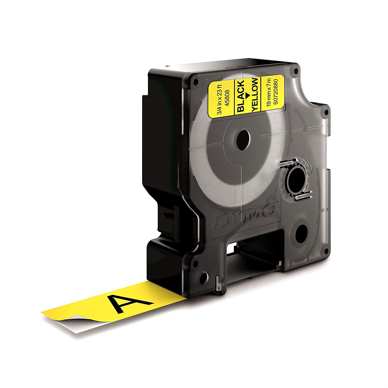 DYMO D1 Nastro per Etichettatrici - 19 mm x 7 m - Nero su Giallo - Poliestere - Adesivo Standard