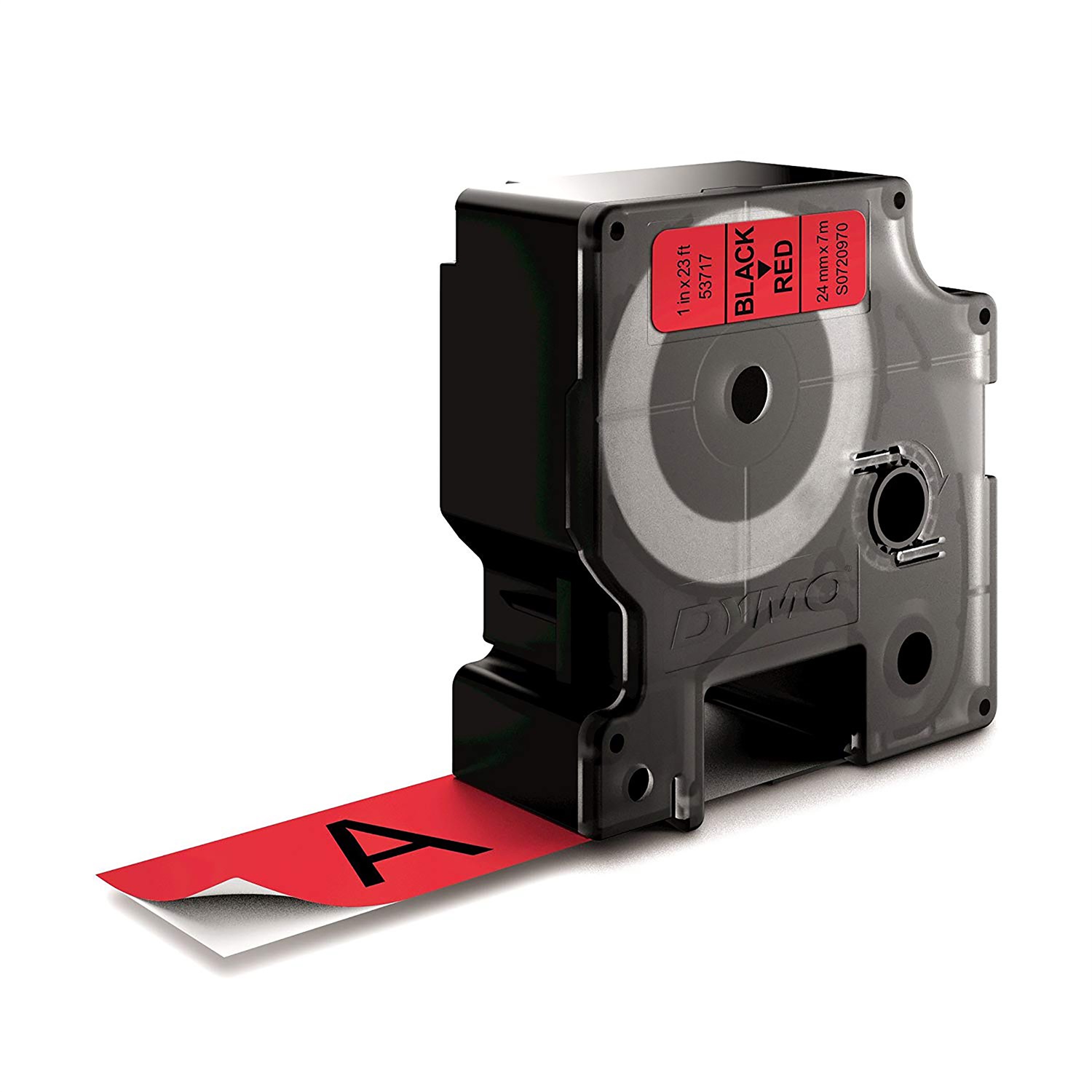 DYMO Nastro D1 - Etichette Standard 24mm x 7m - Nero su Rosso - Poliestere, Adesivo Standard