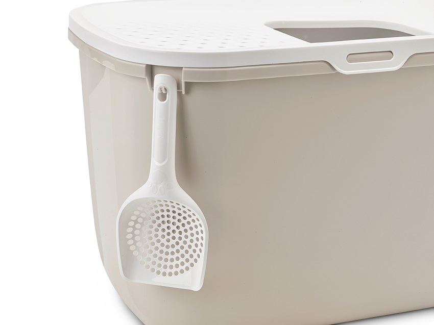 Savic Hop In Toilette per Gatti - Beige Chiaro/ Bianco, Ampia Entrata Dall'Alto e Coperchio a Ribalta