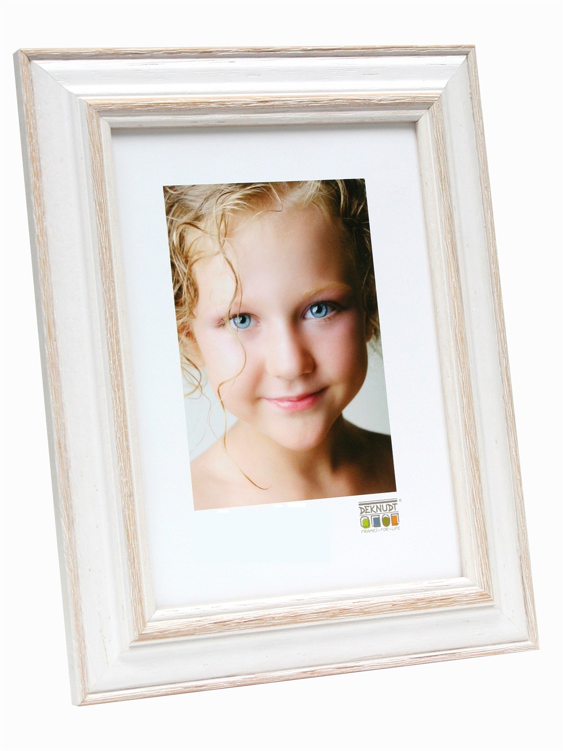 Deknudt S221H1 Cornice per foto singola in Legno Bianco/Beige 13x18 cm Rettangolare