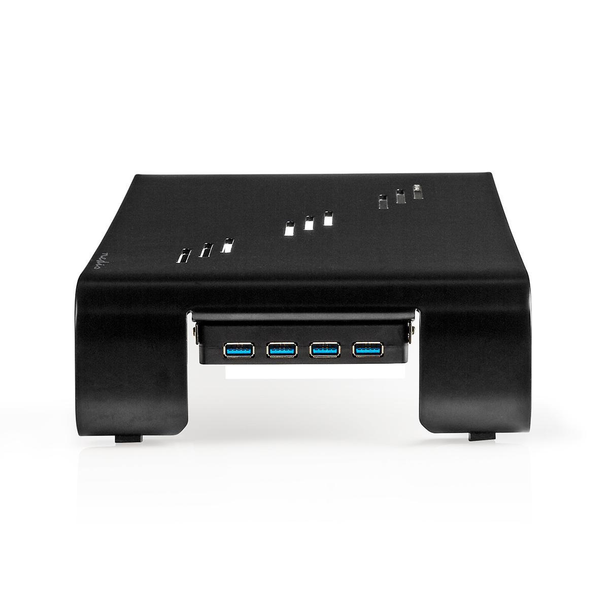 Nedis Supporto per Monitor Ergonomico in Alluminio con Hub USB 4 Porte - Capacità Fino a 18 kg