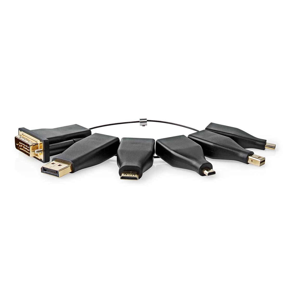 Nedis CCGB34999BK - Adattatore HDMI™ con DisplayPort, DVI-D, HDMI™ Micro, HDMI™ Mini, Mini DisplayPort e USB-C - Nero, Placcato oro