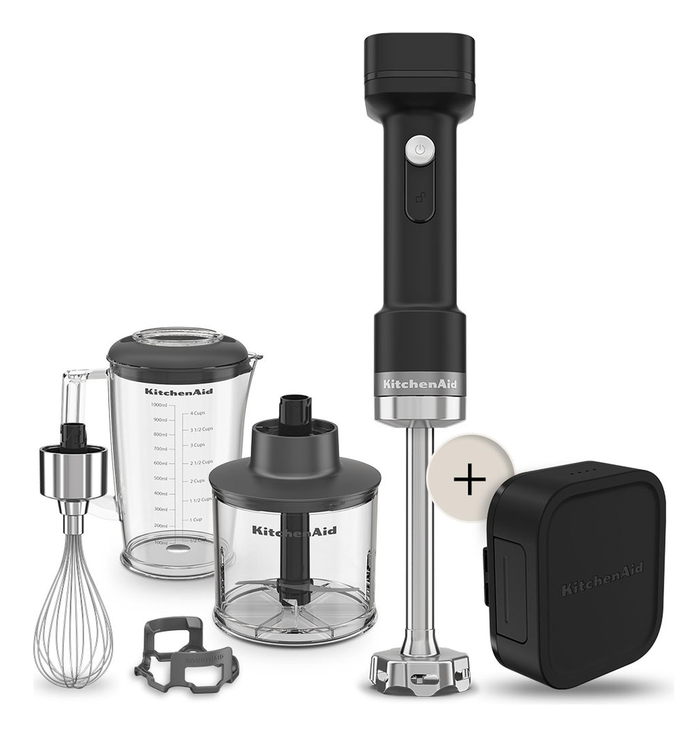 KitchenAid Frullatore a Immersione Senza Fili 12V con Accessori, Tritatutto e Funzione PULSE