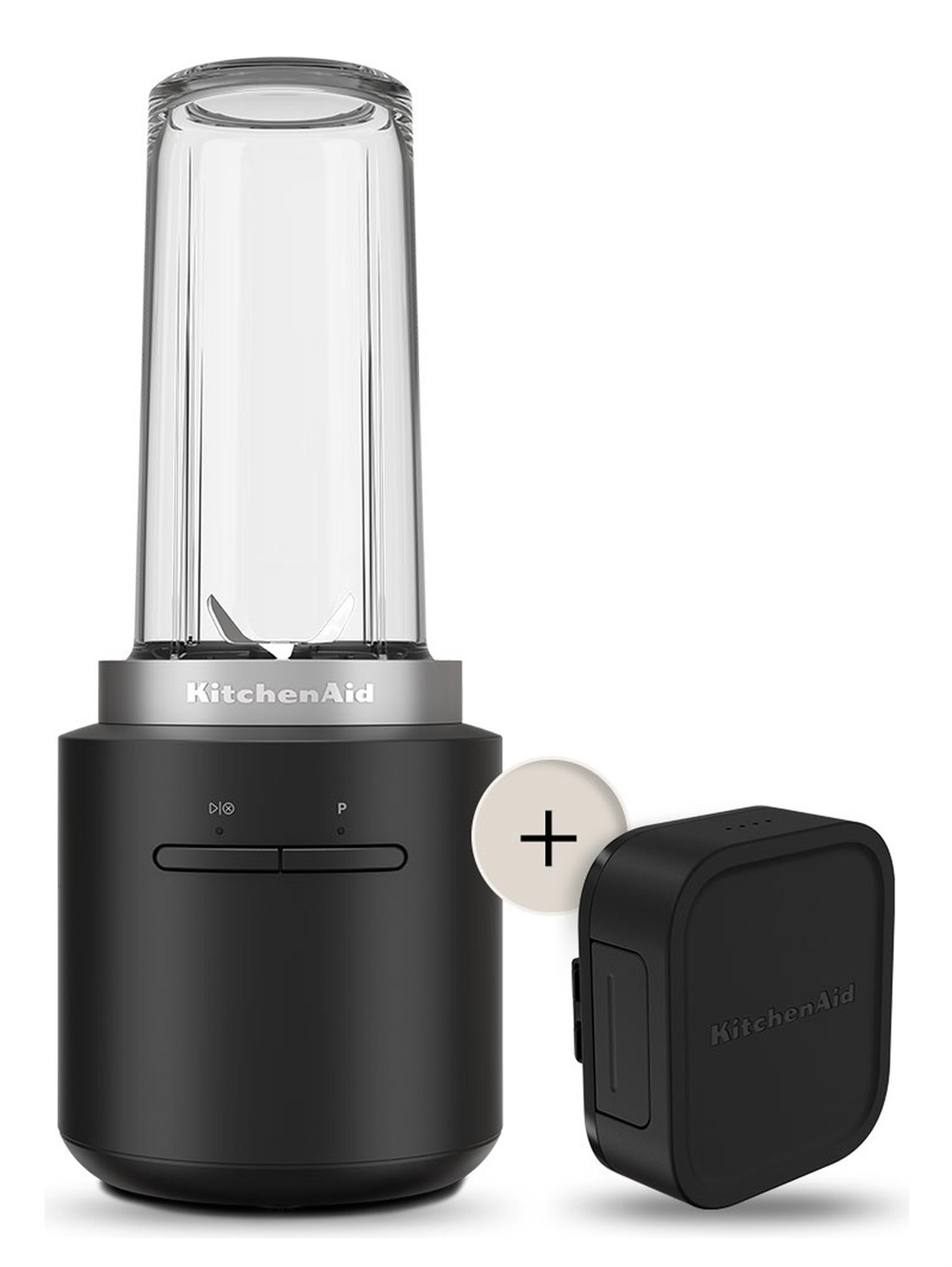 KitchenAid 5KSBR256BM Mini Frullatore Senza Fili con Batteria Rimovibile 12V, Capacità 0,473 L, Velocità Massima 15000 Giri/min, Design Portatile e Lame Asimmetriche in Acciaio Inox