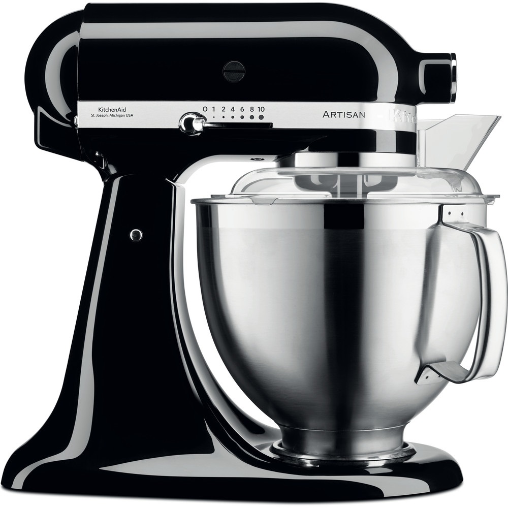 KitchenAid Artisan 5KSM185PS Robot da Cucina 300 W 4,8 L Nero con Testa Inclinabile e Gancio Impastatore