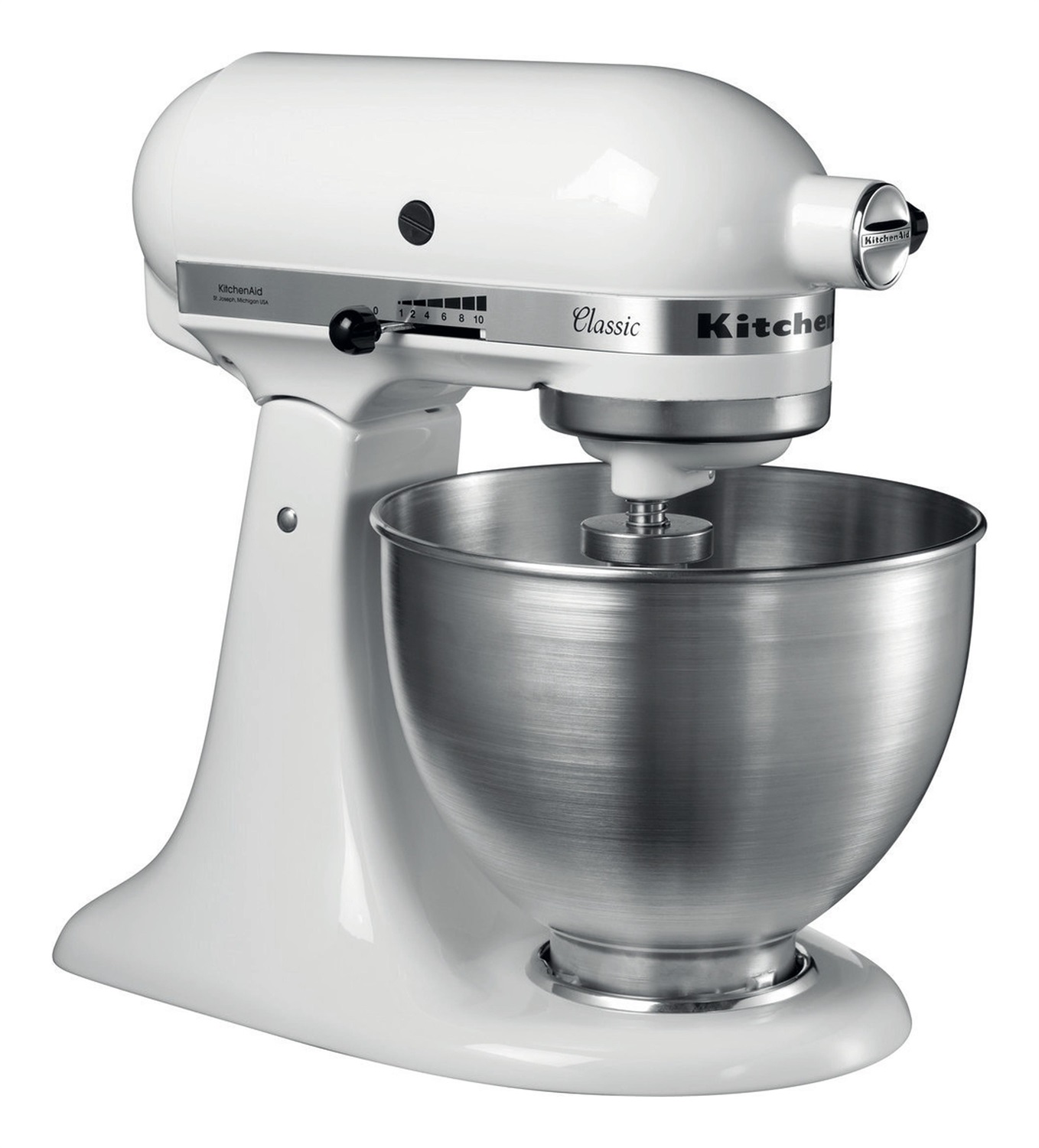KitchenAid 5K45SSEWH Robot da Cucina Planetario 275 W Bianco con Ciotola da 4,3 L e 10 Velocità