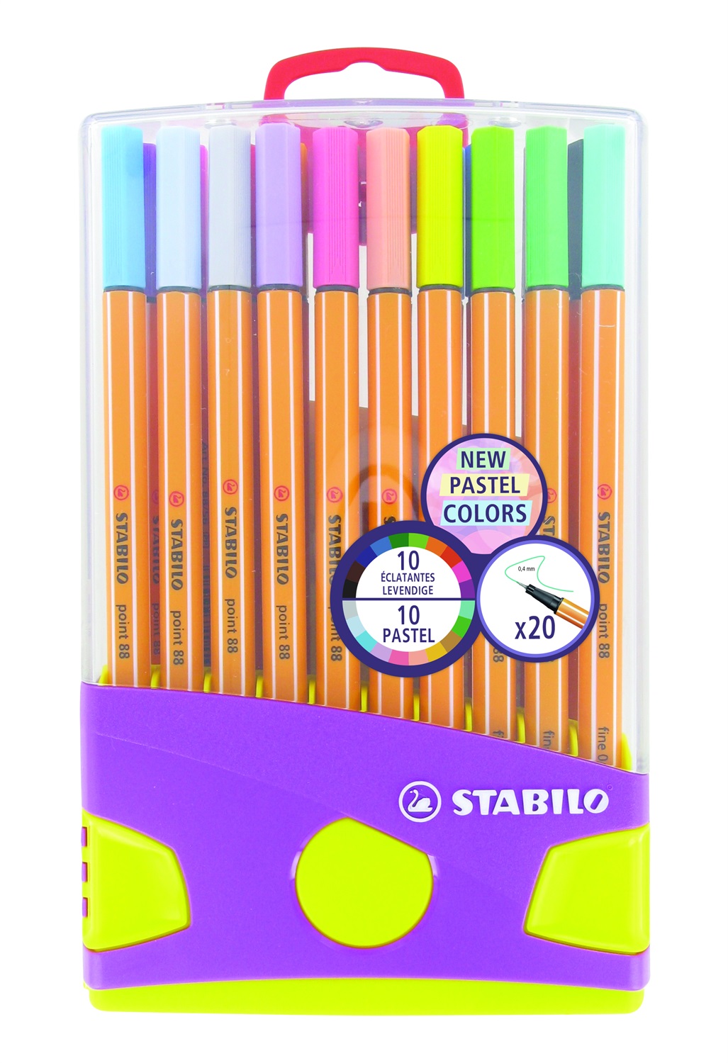 Stabilo Point 88 Fineliner PastelParade - Penna Tecnica 0,4 mm - Confezione da 20 Colori Assortiti
