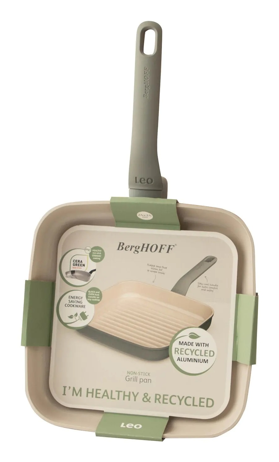 Berghoff Bistecchiera Antiaderente Balance Moonmist 24cm - Alluminio Riciclato, Rivestimento Ceramico PFAS-Free