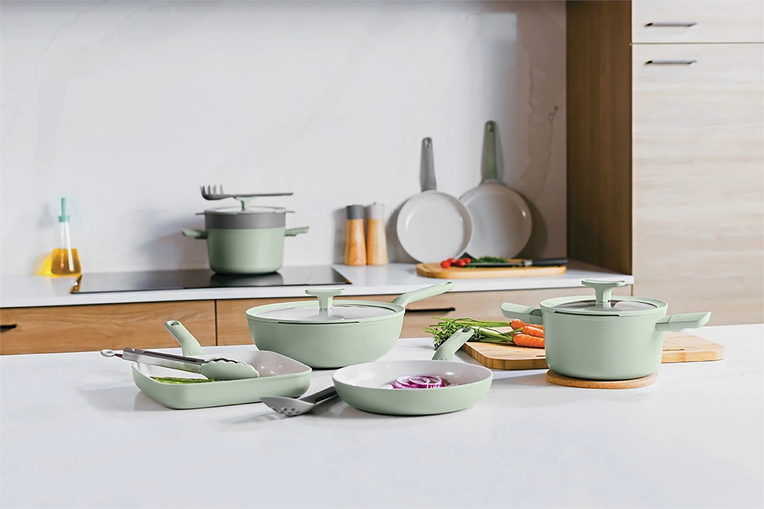 Berghoff Pentola Antiaderente Balance Sage 28cm con Coperchio - Alluminio Riciclato e Rivestimento Ceramico PFAS-Free