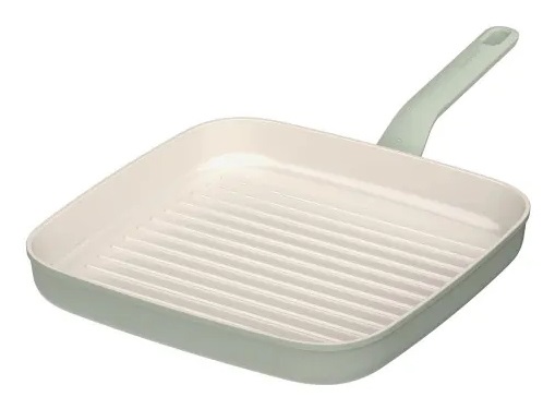 BergHOFF Bistecchiera Antiaderente Balance Sage 28 cm - Alluminio Riciclato, Rivestimento CeraGreen PFAS-free