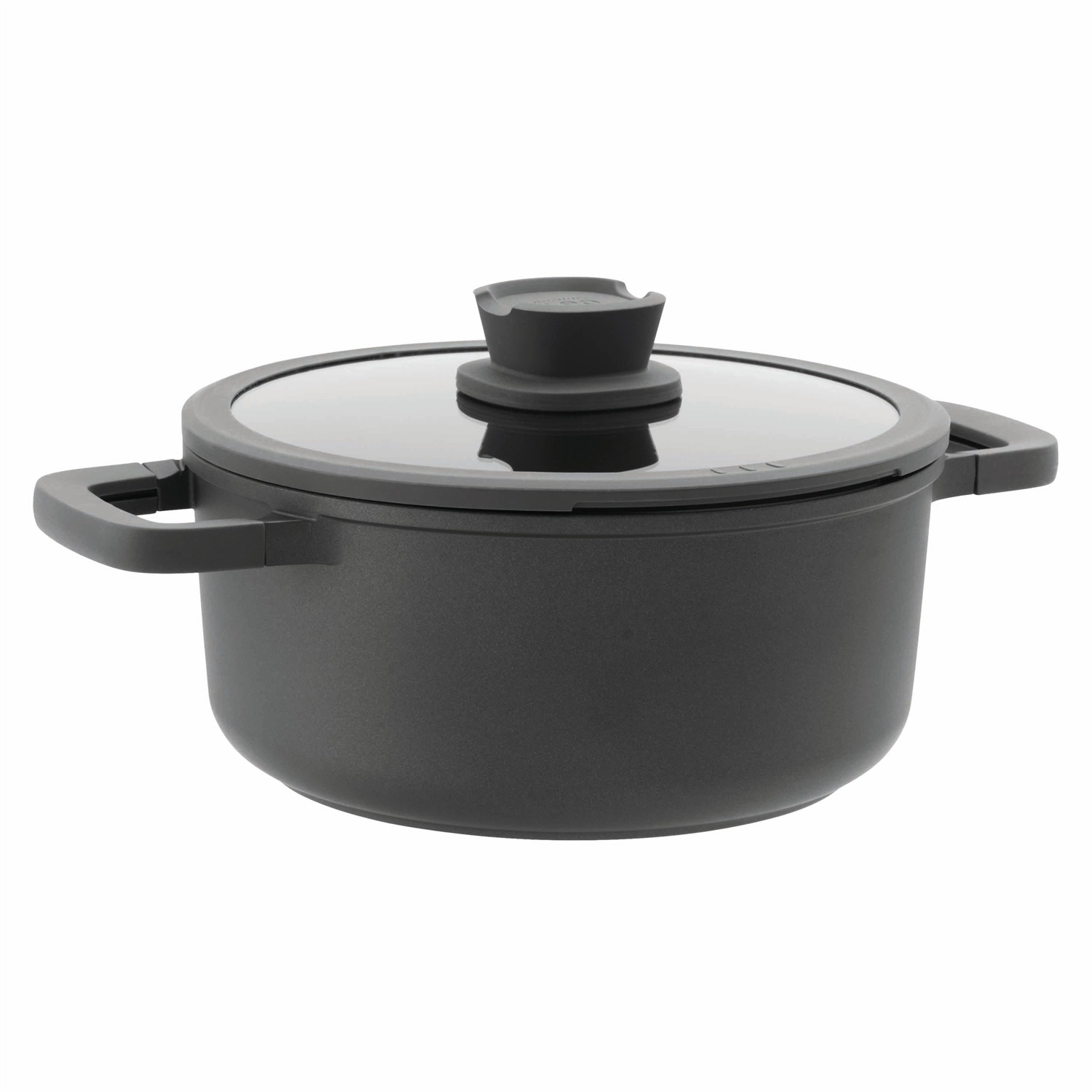 BergHOFF Pentola Grande Antiadherente con Coperchio Stone 24x14cm - Beccuccio per Colaggio e Supporto per Cucchiaio