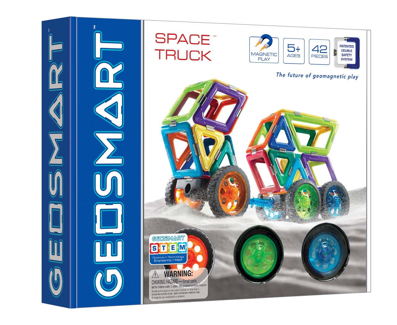 GeoSmart Space Truck - Magnetic Construction Set, 42 pezzi, 5 anni, veicolo con rimorchio, compatibile con altri set