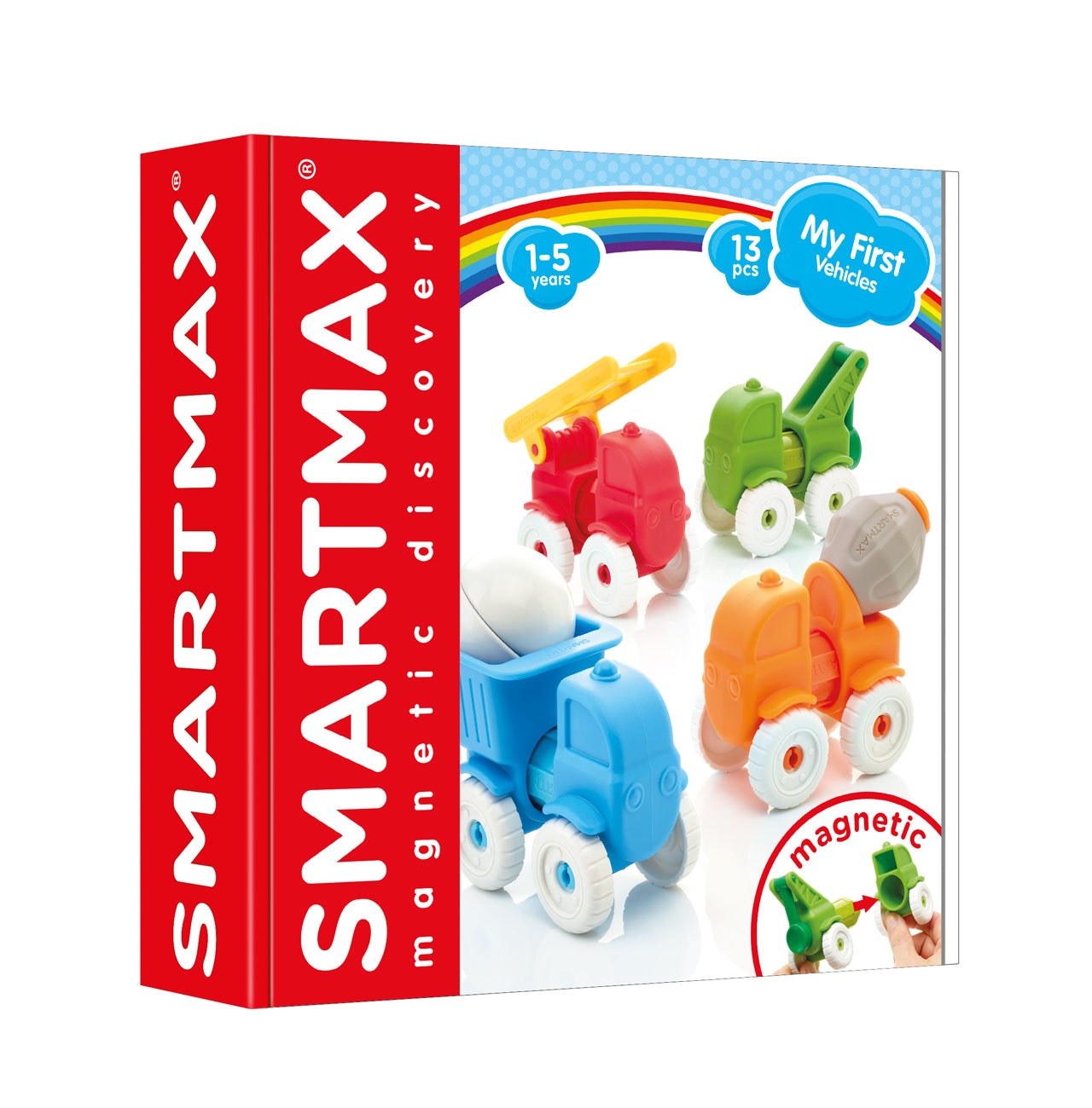 SmartMax My First Vehicles - Magnetic Discovery Play Set, 13 pezzi, 1 - 5 anni, Dimensioni confezione: 6,4 x 24,2 x 24,1 cm